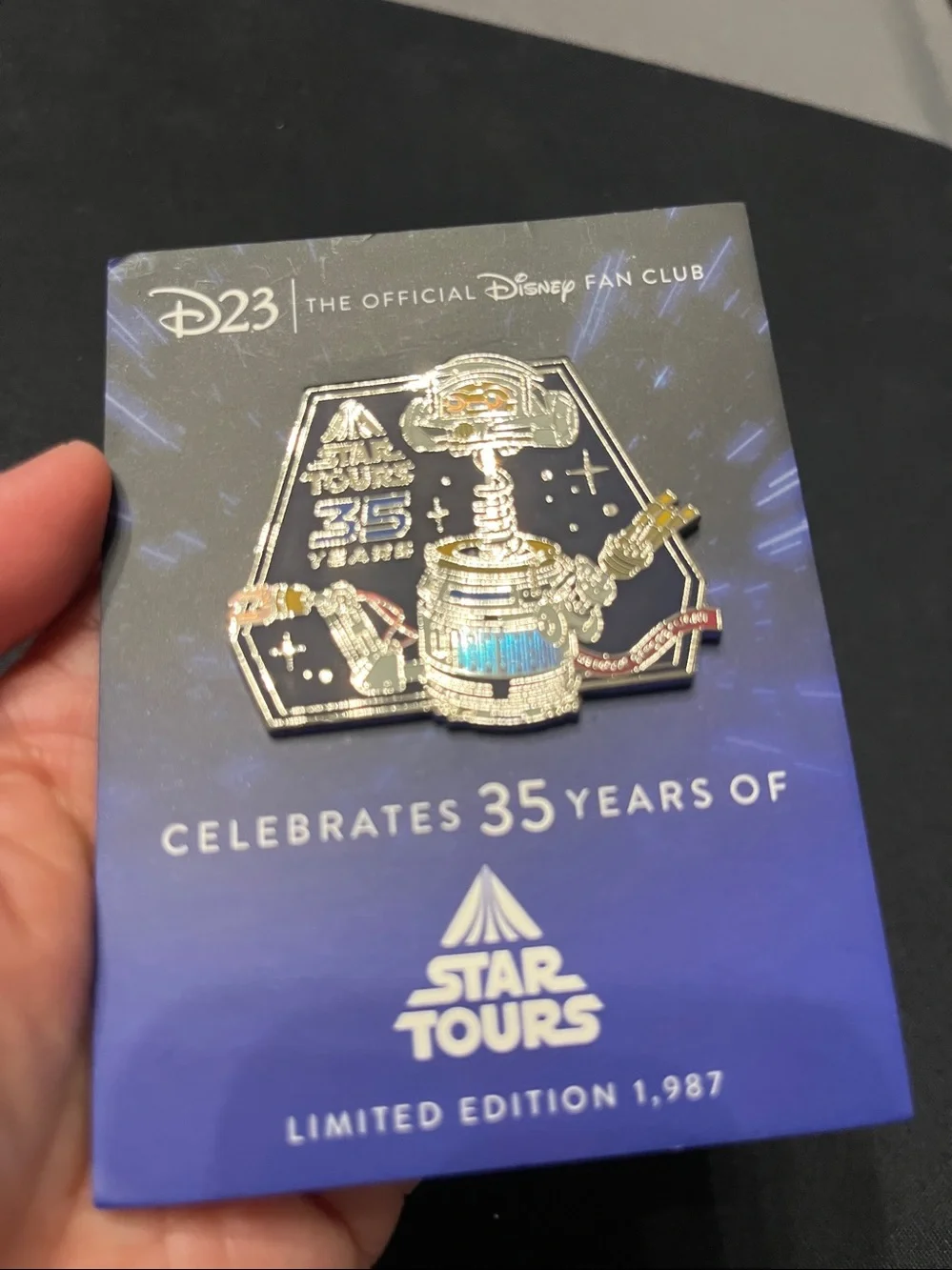 Disney D23 35 years of Star Tours Limited Ed. 1987 Star Wars pin, NWT. (SW-19)